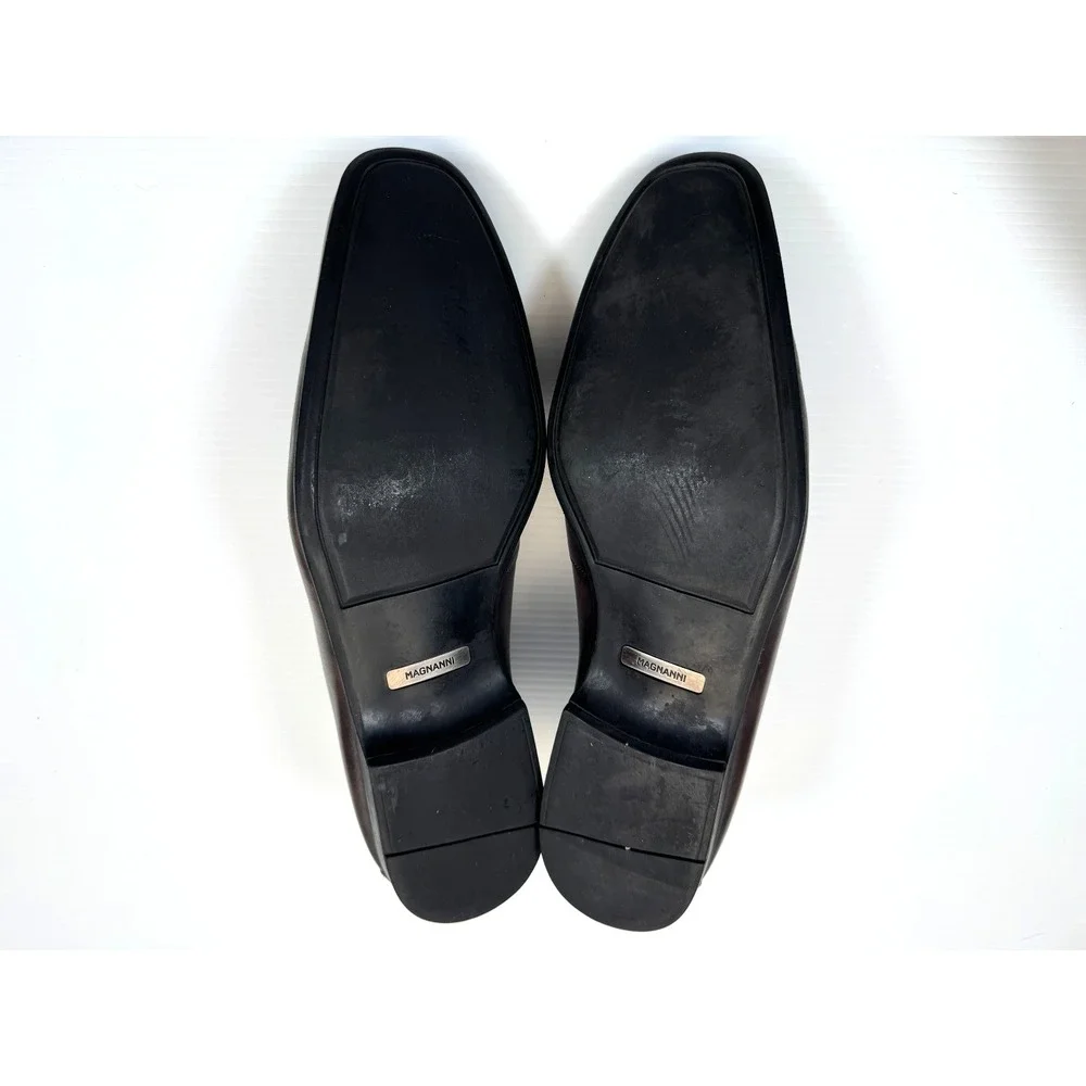 Magnanni Tazon Bit Loafer Dress Shoes Mens 10.5 Leather Square Toe Slip on Brown